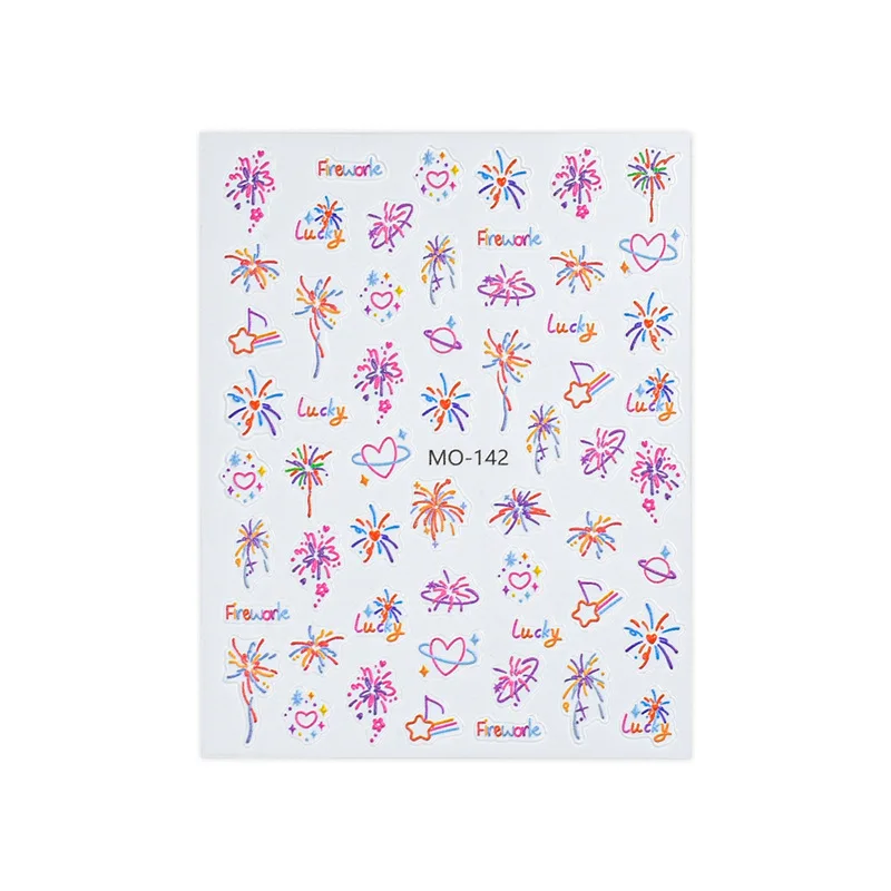 10 шт. рельефные наклейки для ногтей с эффектом фейерверка