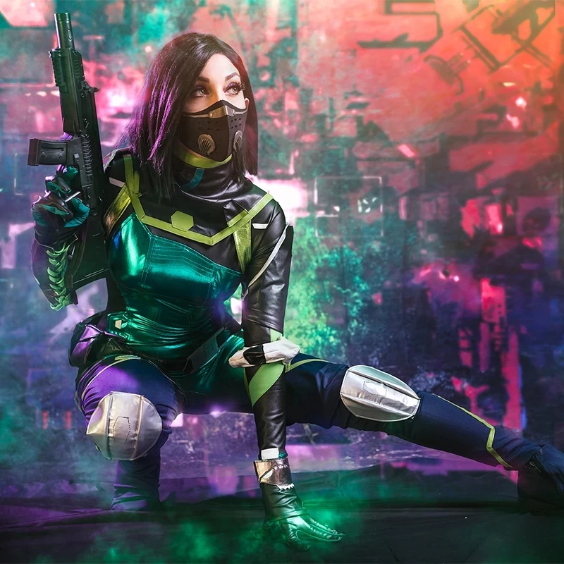 Костюм для косплея Valorant Viper взрослых Женский боевой костюм с париком пикантное