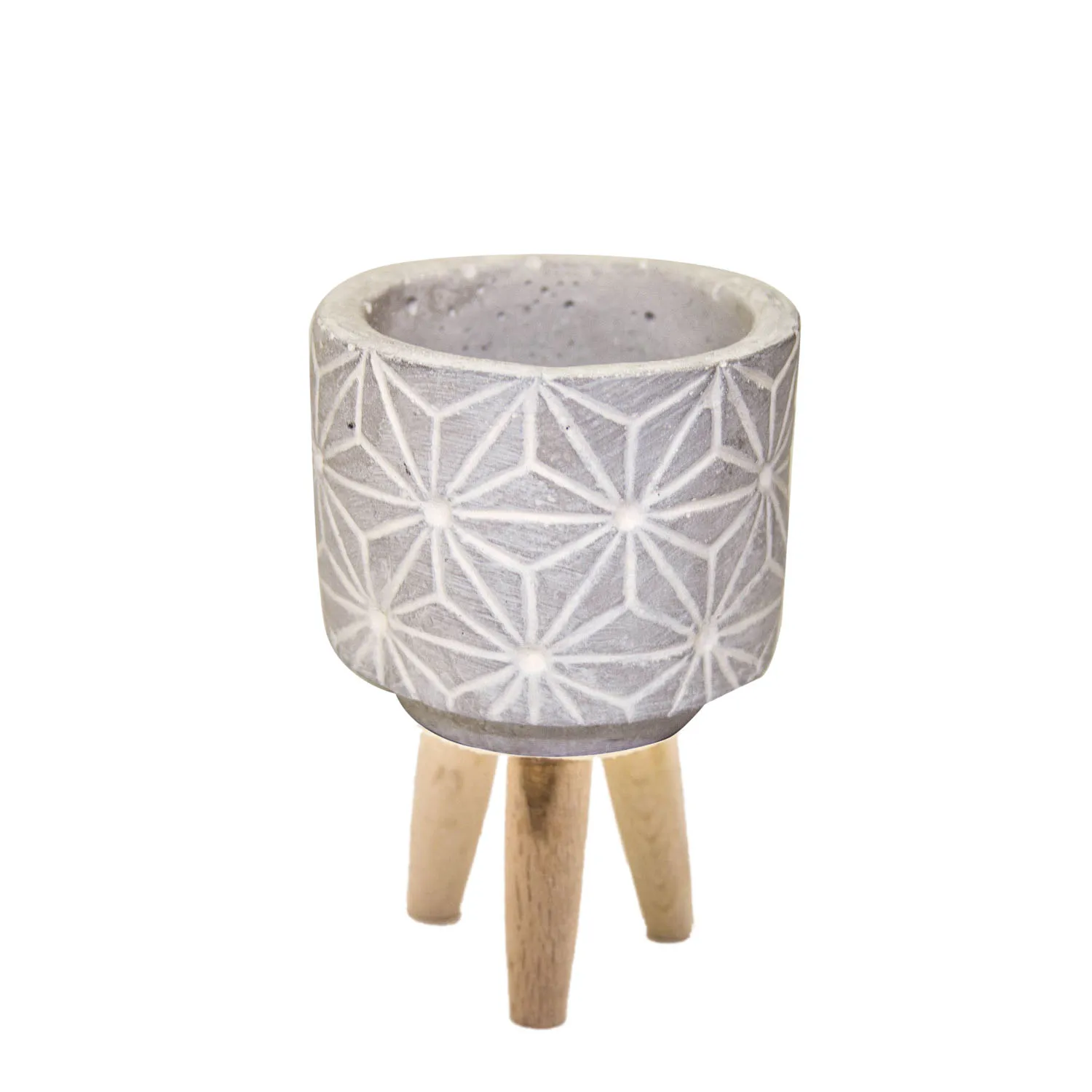 

Flower patterned concrete succulent flower pot white 7x11 Cm