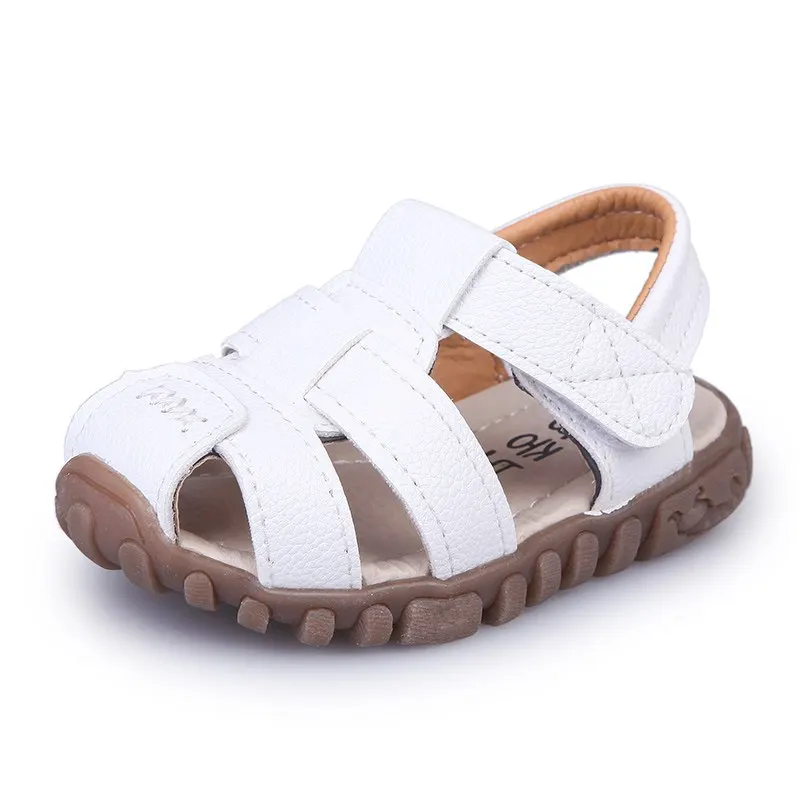 

CXS MA Summer Baby Boy Shoes Kids Beach Sandals for Boys Soft Leather Bottom Non-Slip Closed Toe Safty Shoes Children
