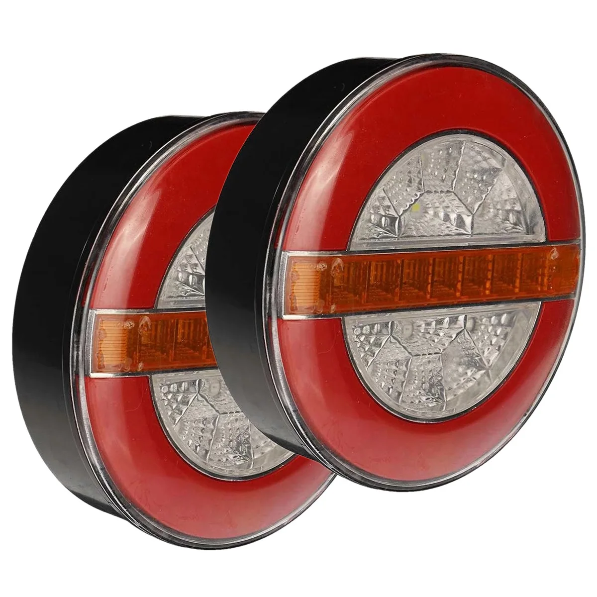 

2X 12-24V 32 LED Trailer Hamburger Rear Tail Light Driving Stop Turn Signal Reverse Light for Truck Lorry Van Caravan