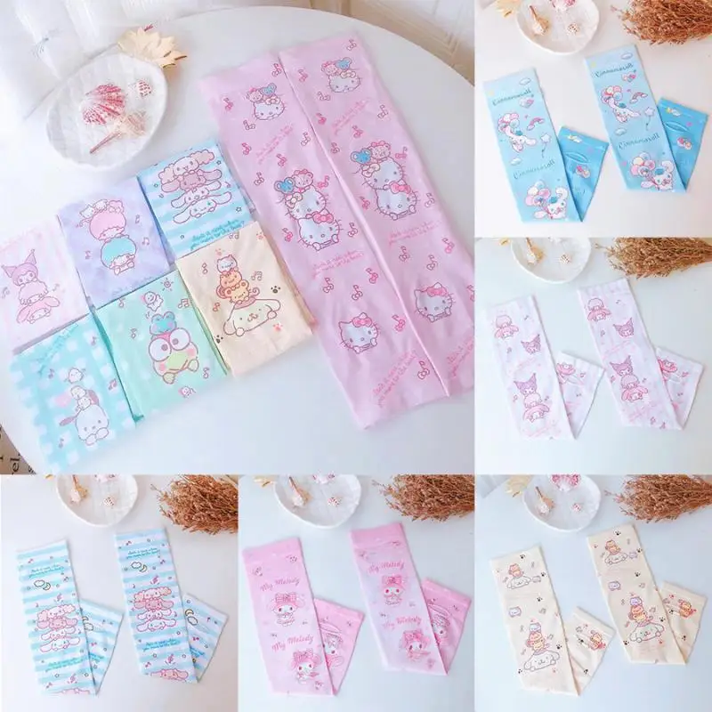 

Kawaii Kuromi Melody Cinnamorol Arm Ice Sleeve Cartoon Pompompurin Sunscreen Sleeves Kid UV Protection Sport Cycling Gloves Girl