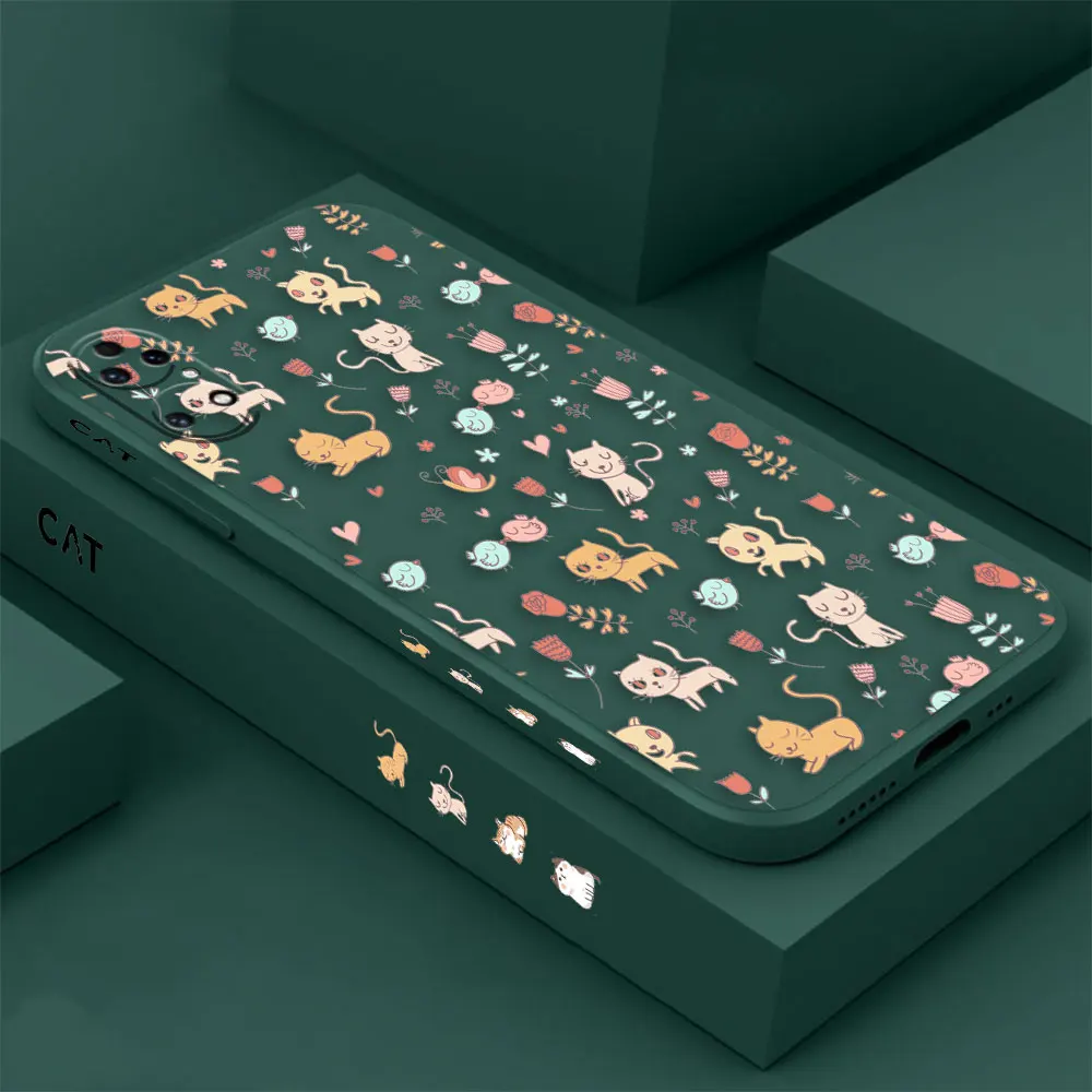 

A group of playing cats Phone Case For Huawei P60 P50 P40 P30 P20 MATE 50 40 30 20 20X 10 PRO PLUS Liquid Silicone Cover Funda