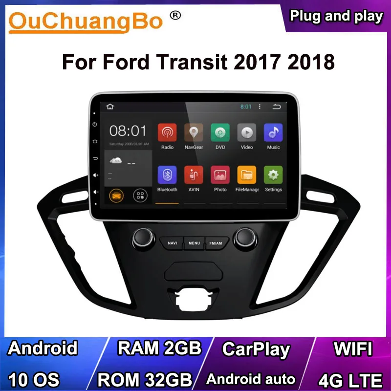 

Ouchuangbo Car Audio GPS Stereo Media For Ford Transit 2017 2018 Support USB SWC wifi Bluetooth 4 Core Android 10 OS Head Unit