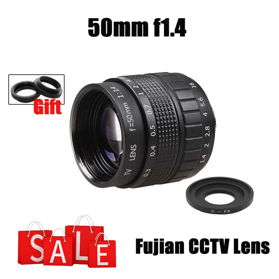 

Fujian 50mm CCTV Camera Micro Lens TV Movie Fixed Focus F1.4 C Mount for Fuji Fujifilm X-E2 E1 Pro1 X-M1 X-A2 X-A1 T1 Mirrorless