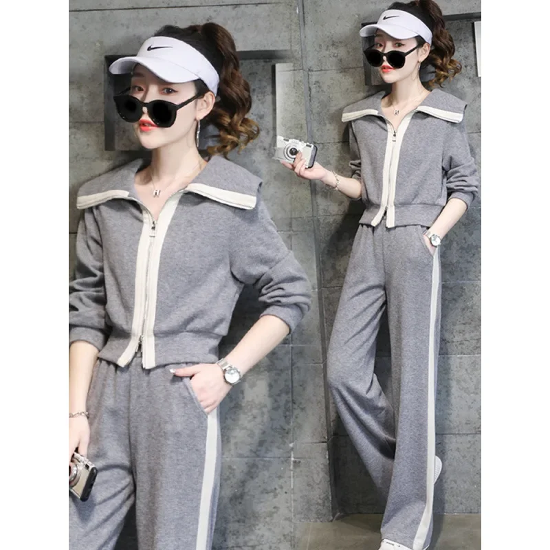 Весна-Осень 2024 новая женская модная куртка-клеш комплект из 2 предметов