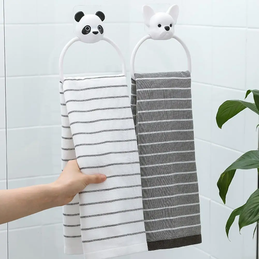 

Easy to Take Towel Hanging Rod Cute Bear Shape Towel Hanging Rod Space-saving Wall Mounted Organizer for Bathroom Kitchen No