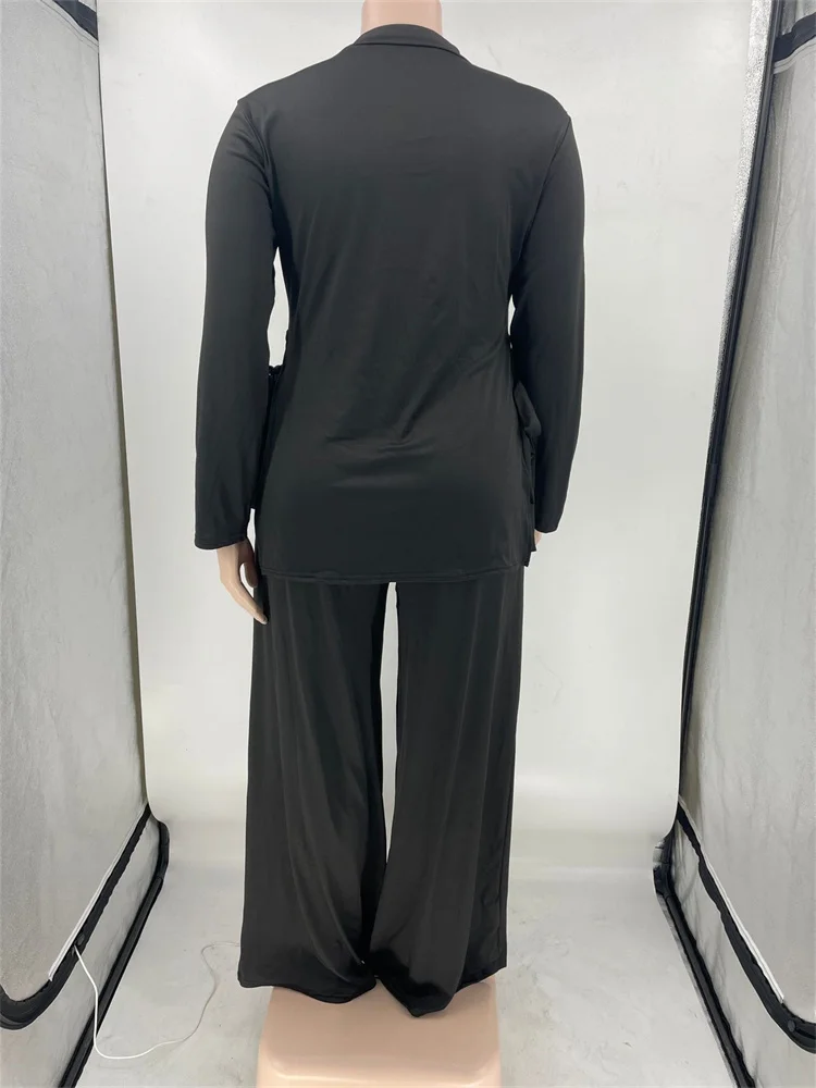 Plus Size Women Clothing Two Piece Set Faith Printed Fall Casual Loose Slip Top and Pants Wide Leg Who 3xl 4xl 5xl 6xl