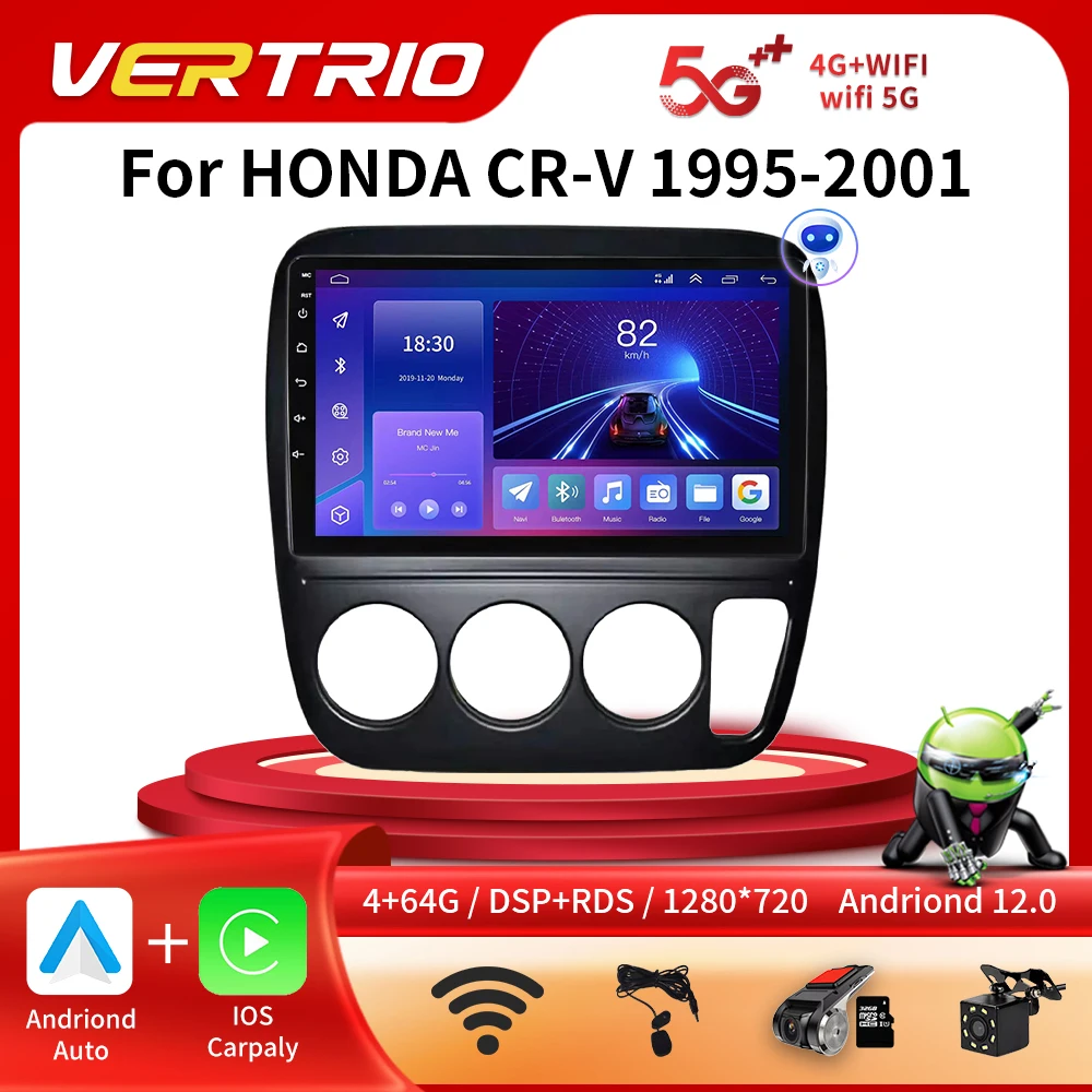 

DSP Autoradio Android 12 For Honda CRV CR-V 3 1995-2001 Car Multimedia Radio GPS Navigation Stereo Audio Players 8 Core WIFI DVD