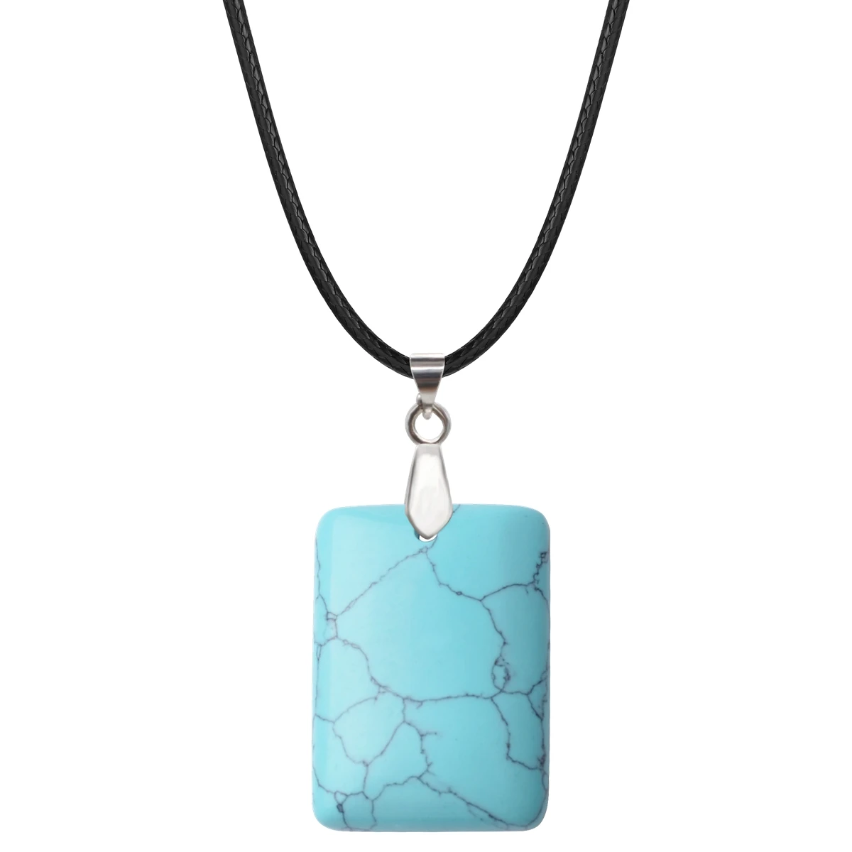 

Turquoise 30X40MM Rectangle Pendant Necklace Healing Chakra Crystal Spiritual Choker Charms Jewelry for Women Girls