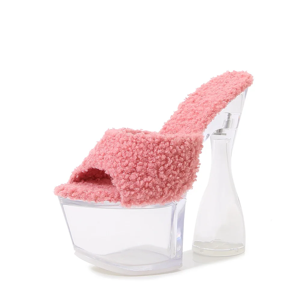 

Маленькие прозрачные сандалии на высоком каблуке Летняя женская обувь на платформе на высоком каблуке сандалии на толстом каблуке со стразами летние тапочки для