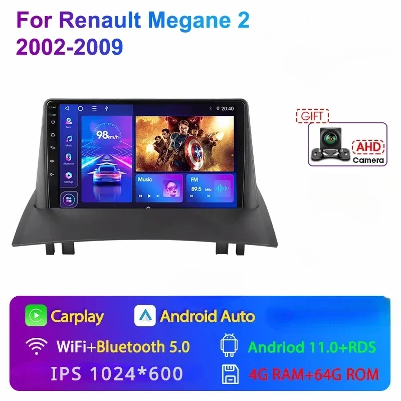 Автомобильный радиоприемник Forbell Carplay 2 Din Android для Renault Megane 2002-2009 мультимедийный