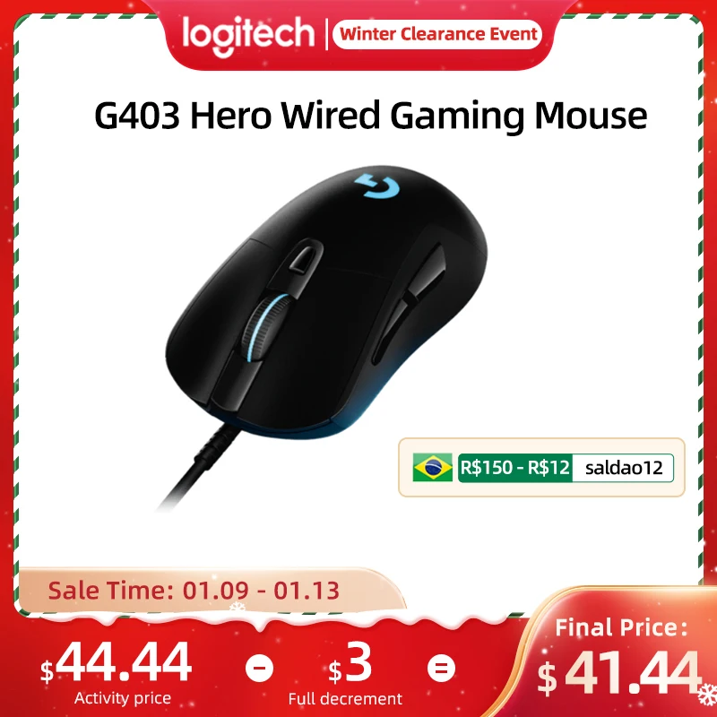 

Logitech G403 Hero Wired Gaming Mouse 16000 DPI Wired Mice 6 Programmable Buttons For Laptop PC Gamer Home Office