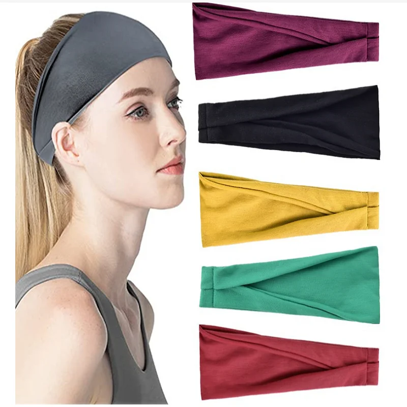 

Women Headband Solid Color Twist Cotton Wide Turban Twisted Knotted Headwrap Girls Hairband Fashion Hair Accessories Scrunchies