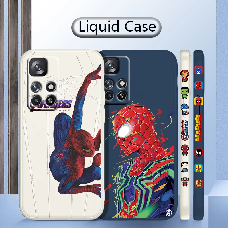 

Marvel Spiderman Cute For Redmi K50 K40 K30 K20 10C X 9C AT A 8A 7A Gaming Pro Plus Liquid Left Rope Silicone Phone Case
