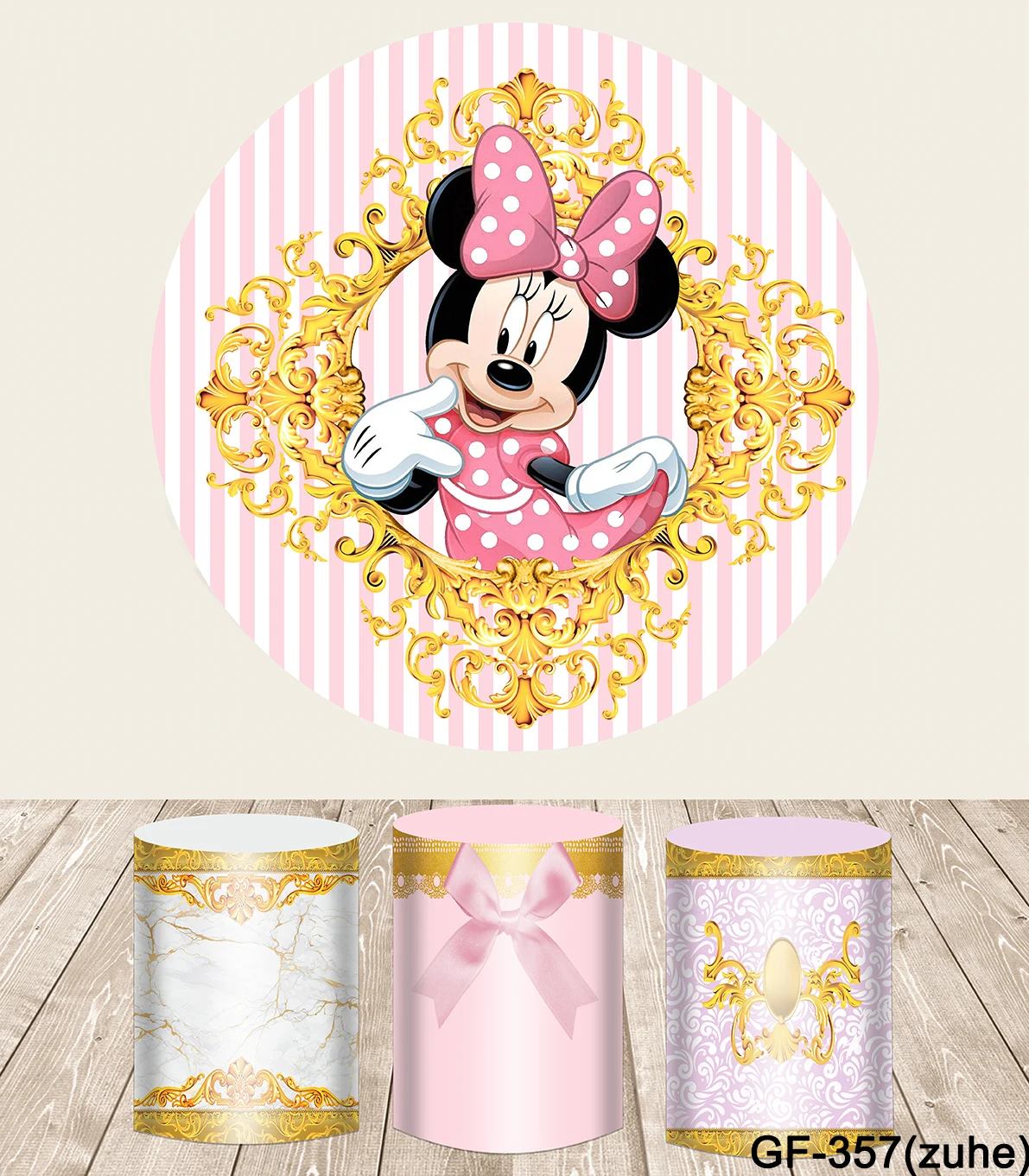 

Wedding Decoration Custom Round Background Shape Disney Minnie Mouse Party Circle Backdrops Children's Birthday Photozone