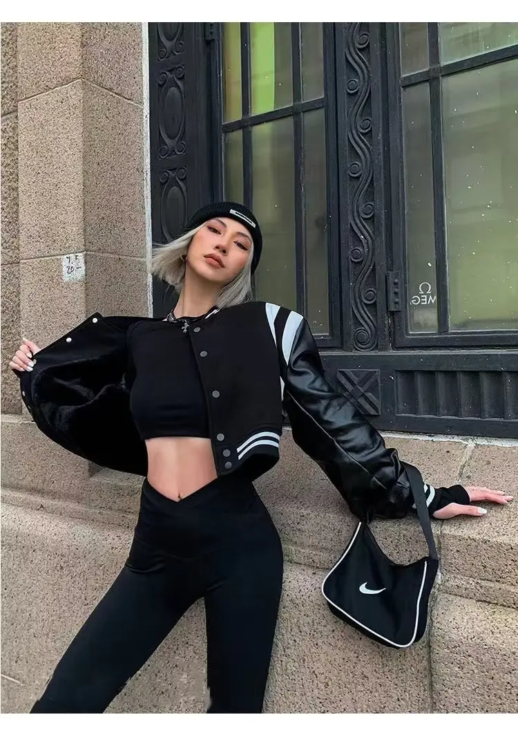 MOLAN Za Woman PU Jacket Leather Coat Fashion New High Street O Neck Outwear Top Female Vintage Chic Baseball Coat