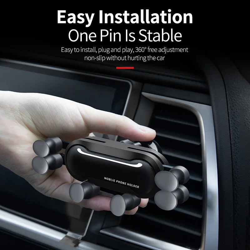 

Universal 6 Points Solid Fold Car Phone Holder Gravity Car Holder For Phone In Car Air Vent Clip Mount Smartphone Holder Stand