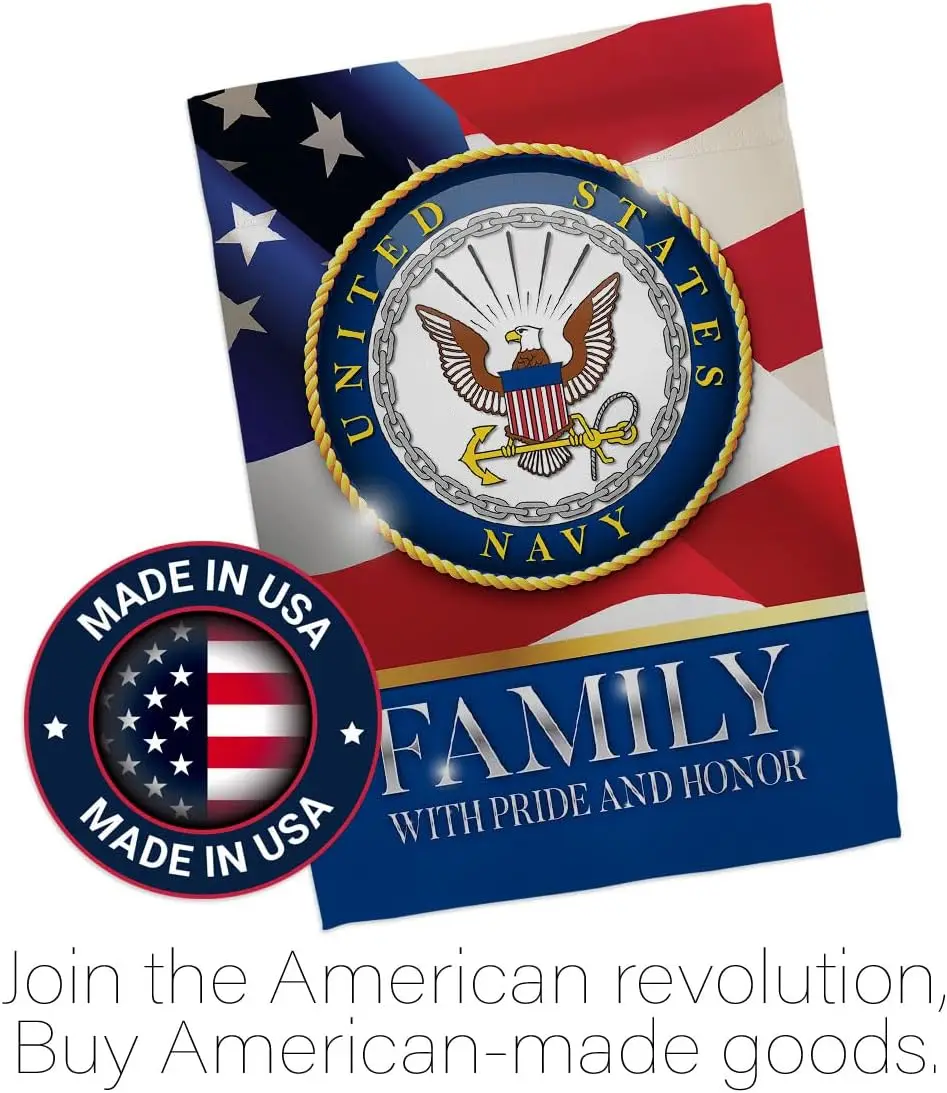 US Navy Family Garden Flag - Armed Forces USN Seabee United State American Military Veteran Retire Official House Decoration S