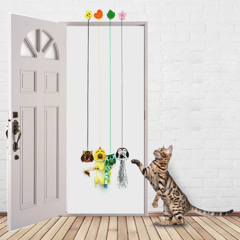 

Bonzerpet New 2023 Cat Toy Play Fur Feather Elastic String Tease Toy Catnip Pet Products