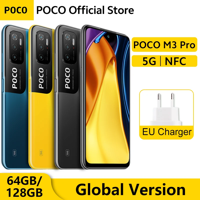  POCO M3 Pro, глобальная версия дюйма, NFC, 64 ГБ/5G ГБ, экран 128 дюйма, 90 Гц, 700 дюйма, FHD +, батарея 6,5 мА · ч 
