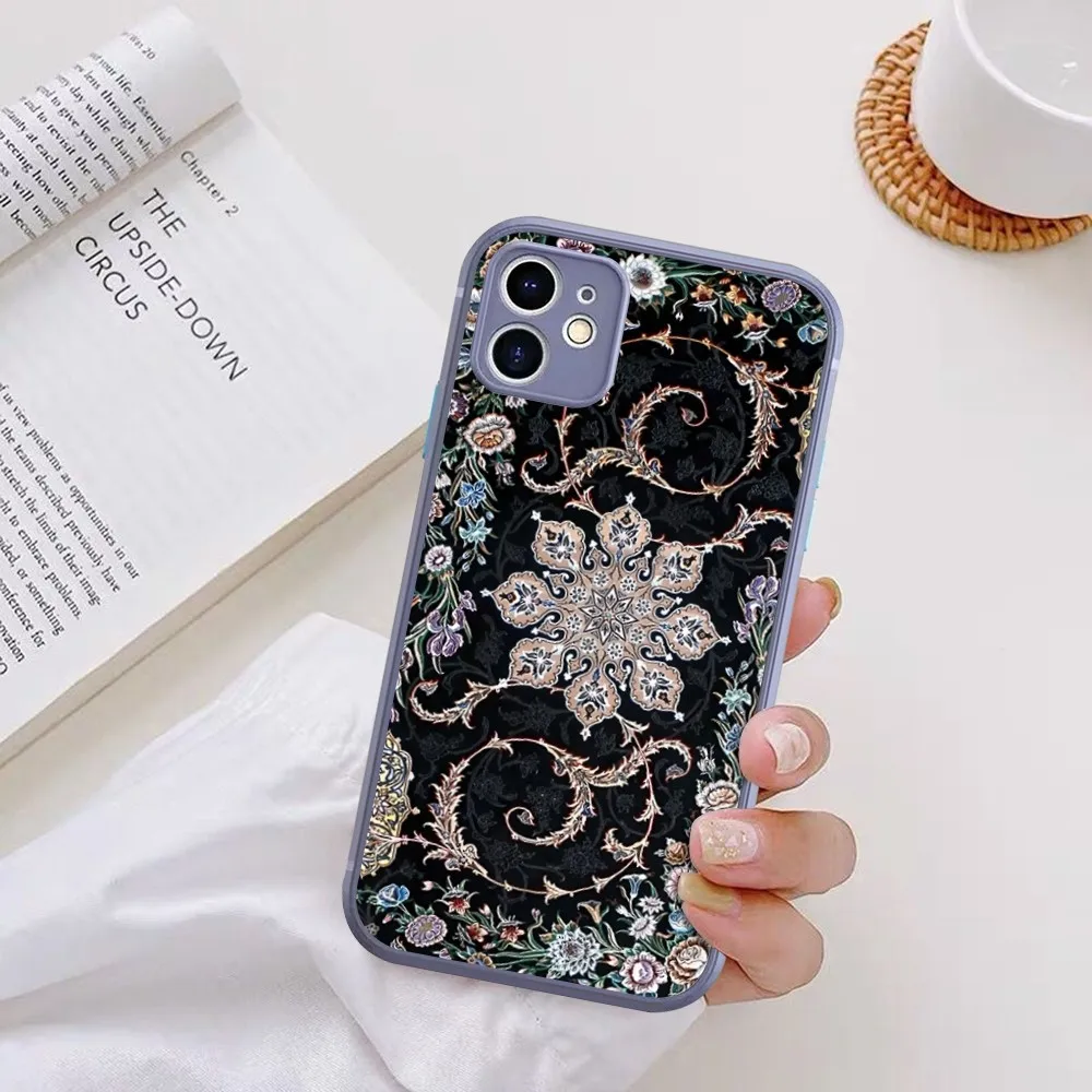 wa dywan kwiatowy wzór etui na telefon do iPhone 14 X XR XS 7 8 Plus 11 12 13 pro MAX mini matowe wstrząsoodporne