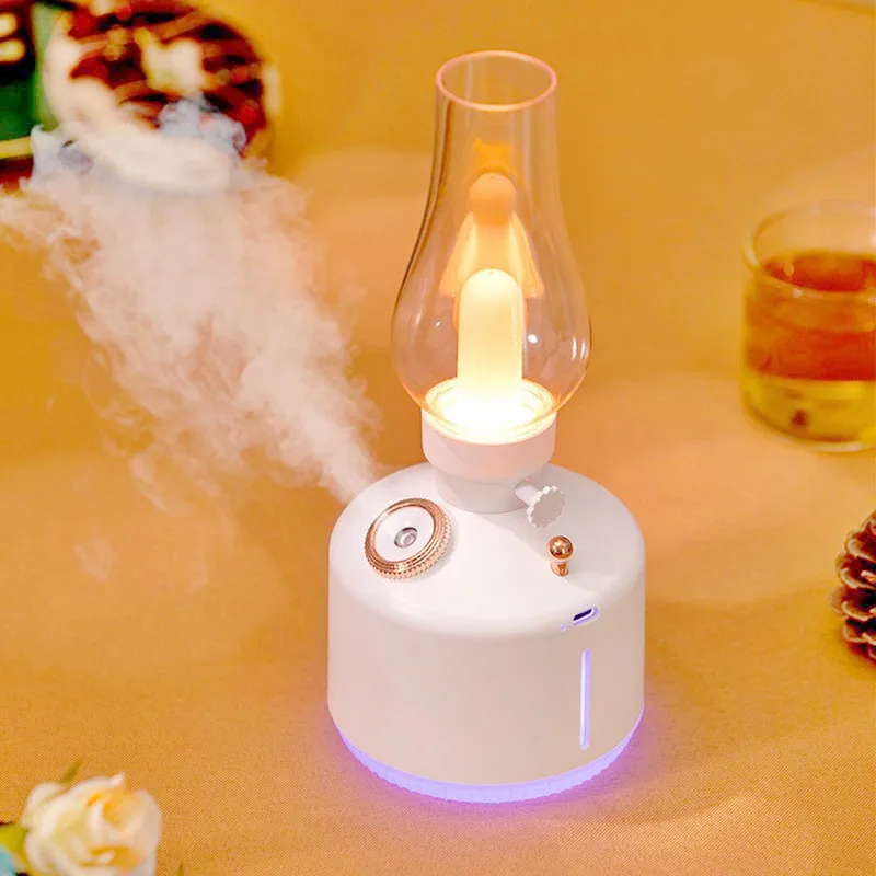 

280ML Retro Electric Humidifier Time Light Mute Mist Maker Table Lamp Sprayer USB Air Humidifier With Colorful LED Night Light