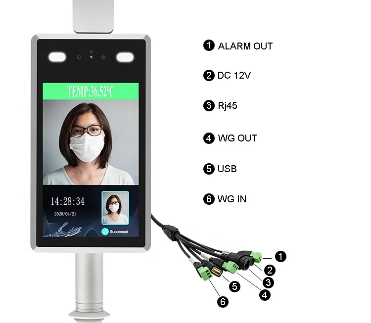 

Human face recognition camera Non-Contact access control terminal body temperature system With thermal scanner