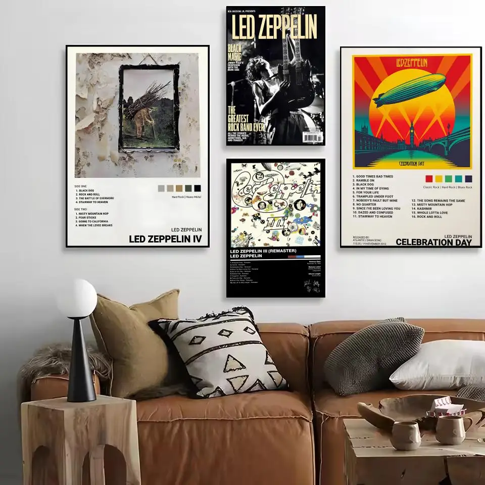 Фото Постер с изображением группы Led Zeppelin, декоративные наклейки, настенное искусство, фото-дизайн для украшения дома, гостиной, прихожей №3