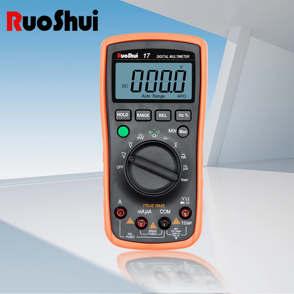 RuoShui Brand Digital Multimeter Voltmeter Smart Electrical Tester Measures Voltage Current Resistance Continuity 1000V 10A