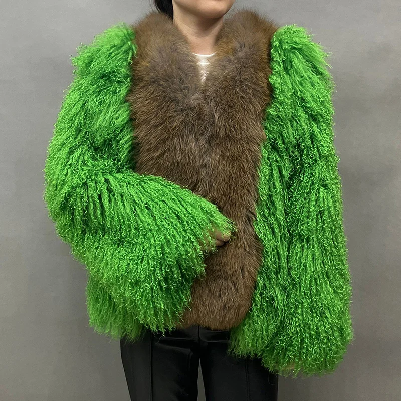 

Winter Jacket Women Luxury Natural Fur Coat Real Fox Fur Coat Warm Luxury Crop Jacket Big Collar FO5832