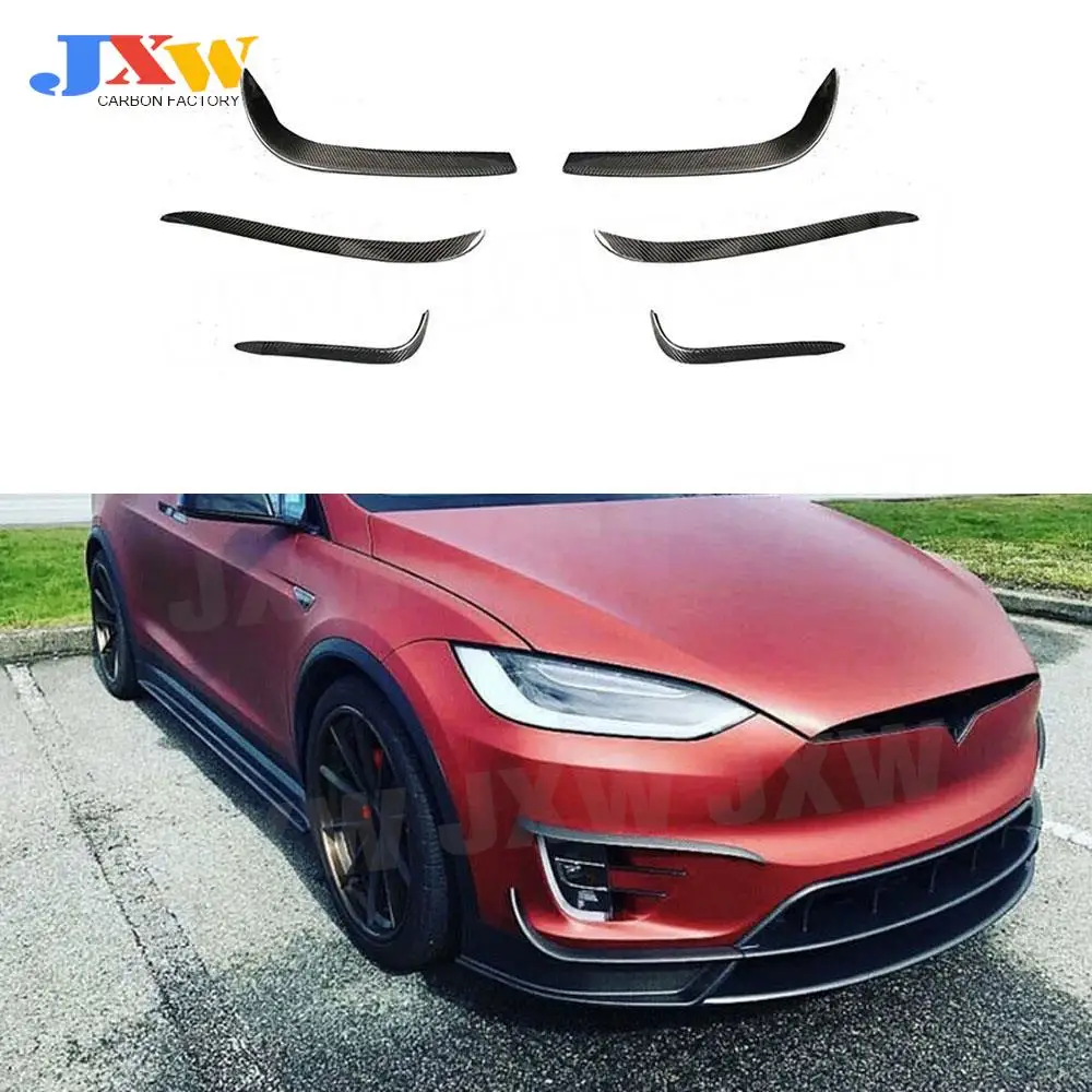 

Carbon Fiber Car Trunk Bumper Canards Air Vent Trim Stripes Cover Stickers Splitters For Tesla Model X 2016-2018 Car Styling