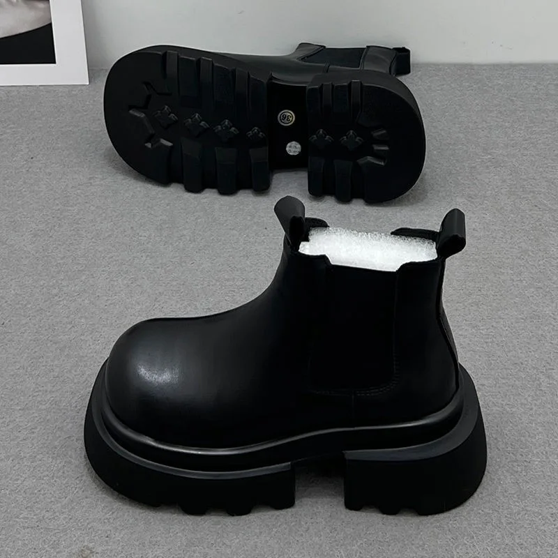 Женские зимние ботильоны на платформе модная обувь трендовые мотоциклетные