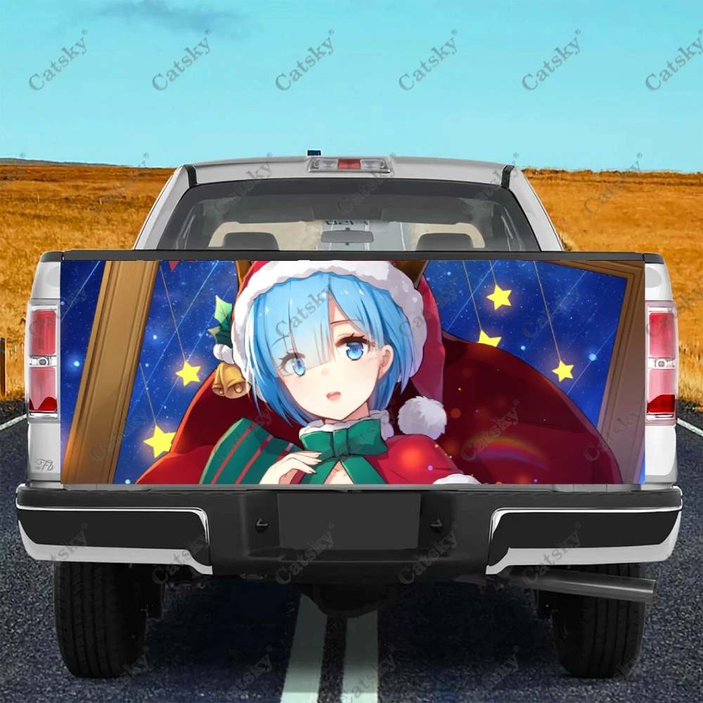 

Rem аниме девушка грузовик задняя дверь оболочка HD графическая наклейка Универсальный подходит для полноразмерных грузовиков погодозащищенный и безопасный для мытья автомобиля