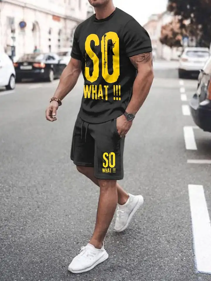 

2022 Summer T Shirts Shorts Set Suit Menswear Fashion Beach Men's Clothing Football Jogging Blouses Colorful Print New