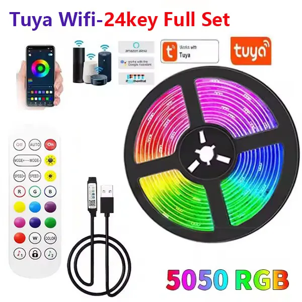 

Светодиодная лента Tuya Smart Wi-Fi Usb 5V Rgb лента для спальни, комнаты, Bluetooth App Control, лента, лампа Rgb5050, диодная подсветка телевизора