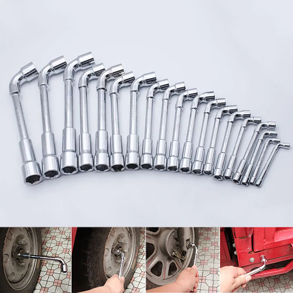 

L Type Pipe Perforation Elbow Socket Wrench Double Head Outer Hex Sleeves Spanner For Remove Fix Screw Nut 6/7/8/9/10/11/12/13mm