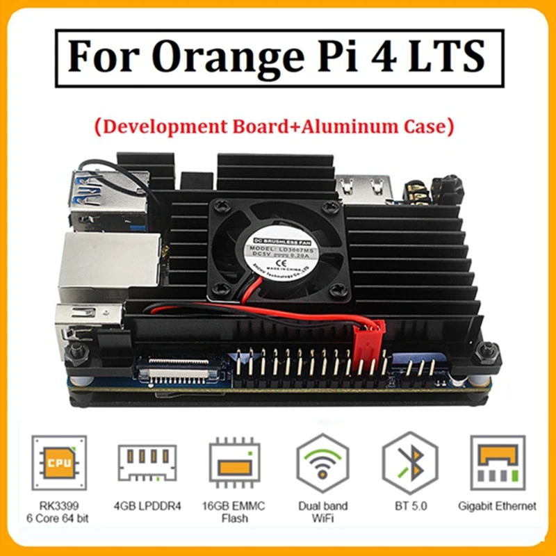 

For Orange Pi 4 LTS 4GB+Aluminum Case Rockchip RK3399 16GB EMMC Development Board Gigabit Ethernet For Android/Ubuntu