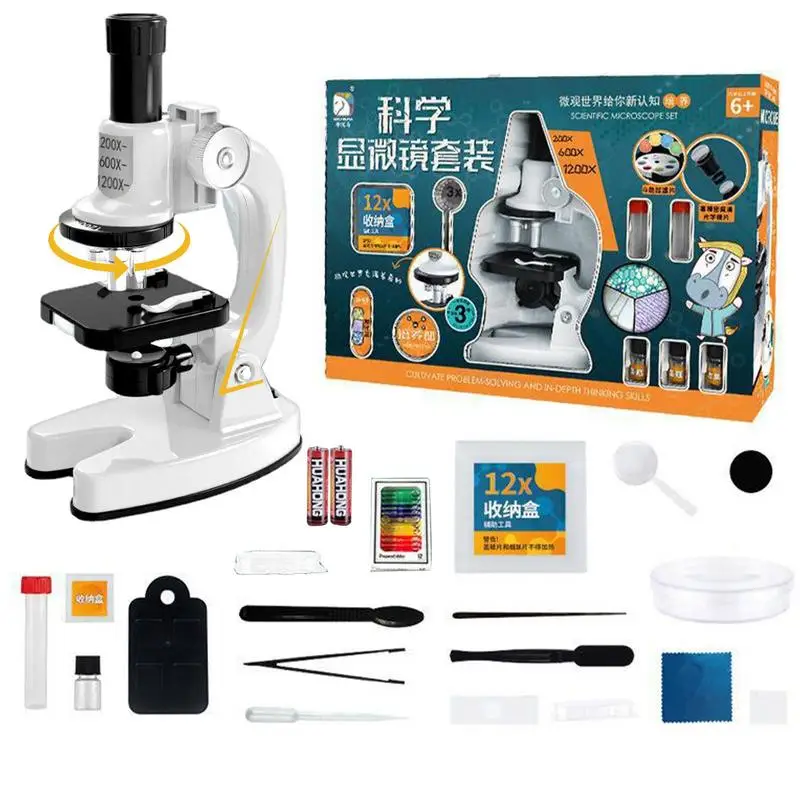 

Микроскоп в комплекте, лабораторный телефон, микроскоп 1200X, домашняя школа, обучающая игрушка, подарок, изысканный Биологический микроскоп для ребенка