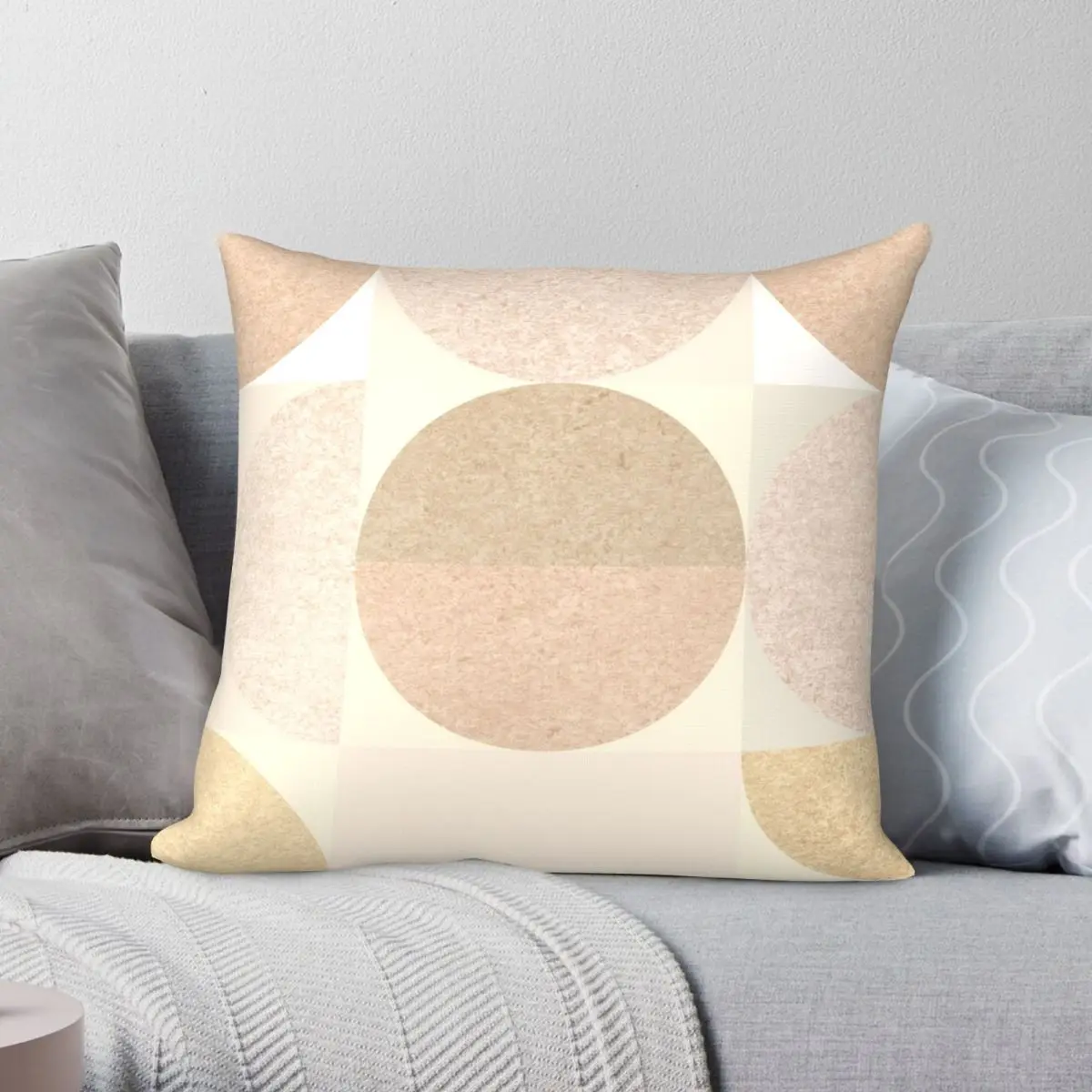 

Neutral Geometric Pillowcase Polyester Linen Velvet Printed Zip Decor Sofa Cushion Cover