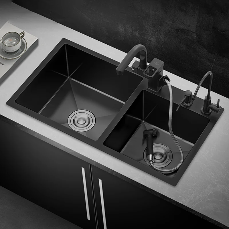 

Undermount Kitchen Sink Black Drainboard Soap Dispensor Sus304 Stanless Steel Sinks Bathroom Cocina Accesorio Home Improvement