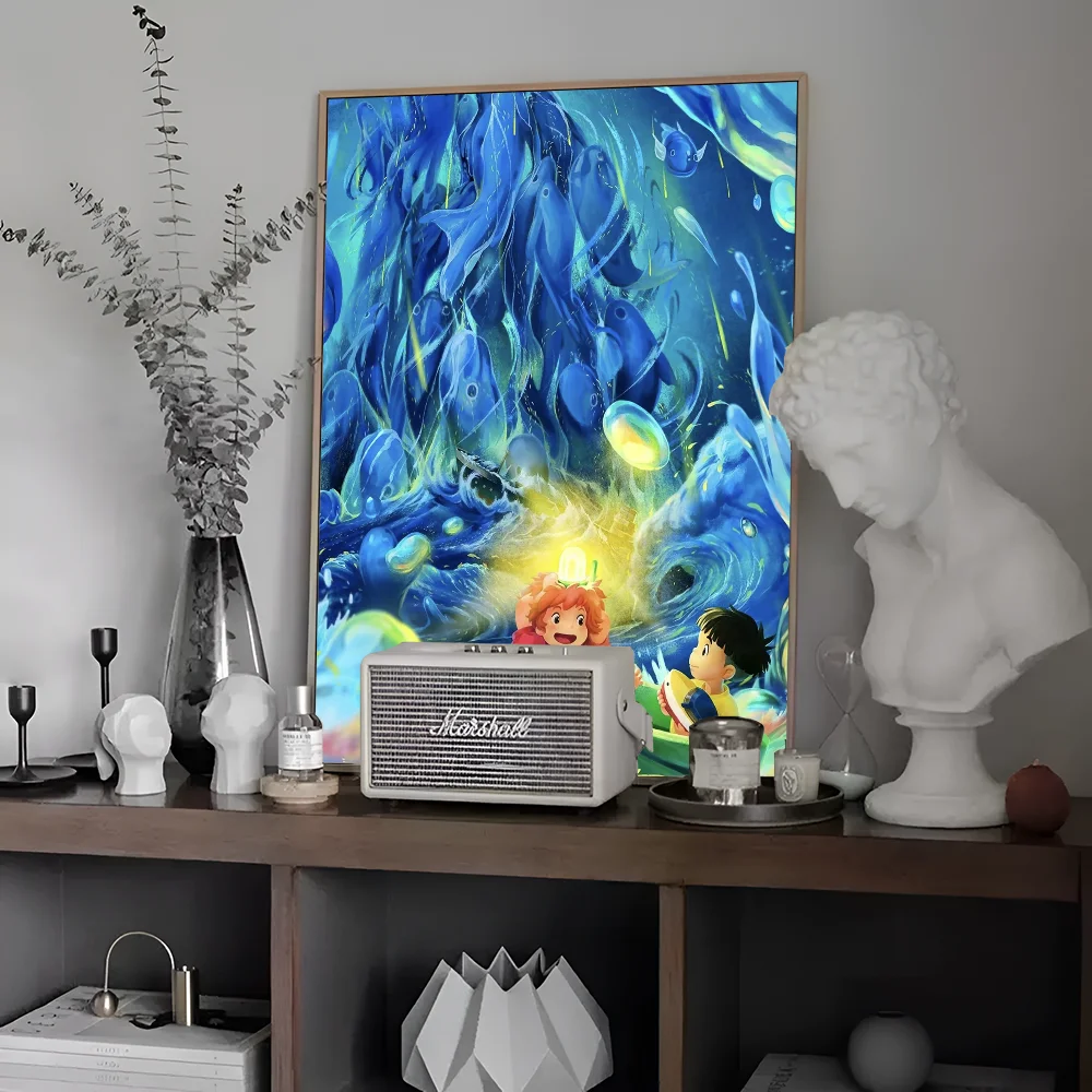 Аниме P-ponyo классический аниме постер водостойкая бумажная наклейка кофейня бар