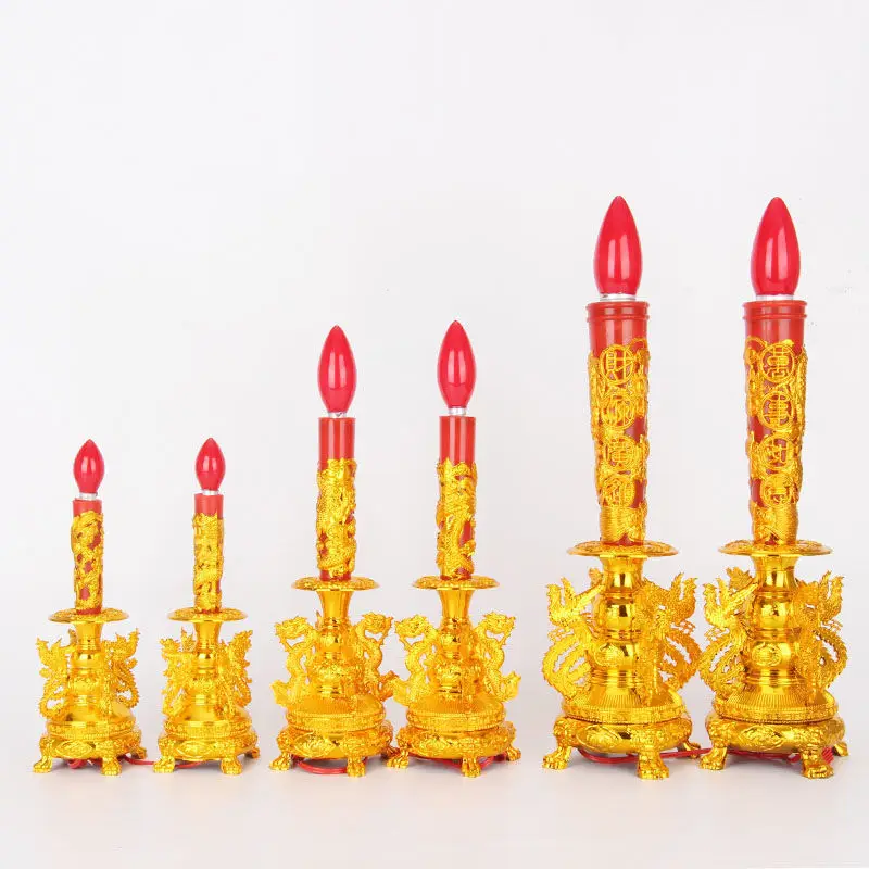 

2pcs Electric Candles With Candle Holders New Year Electric Candlestick With Light Bulbs Flameless Candle Lamps Home Decoration