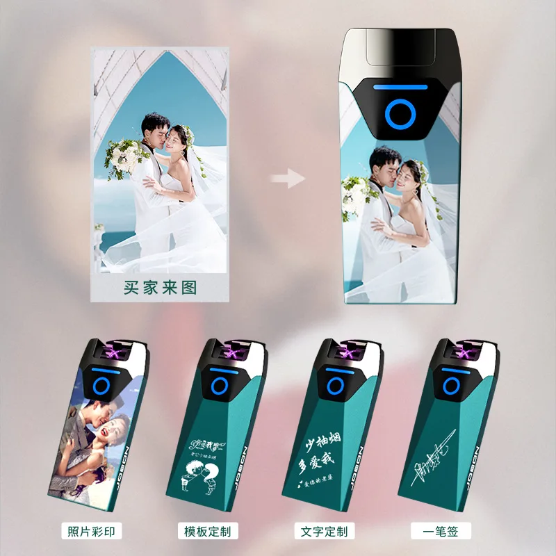 

New Rechargeable Lighter Windproof High-end Creative Lettering Ultra-thin To Send Boyfriend Birthday Gift Tide Lighters Smoking