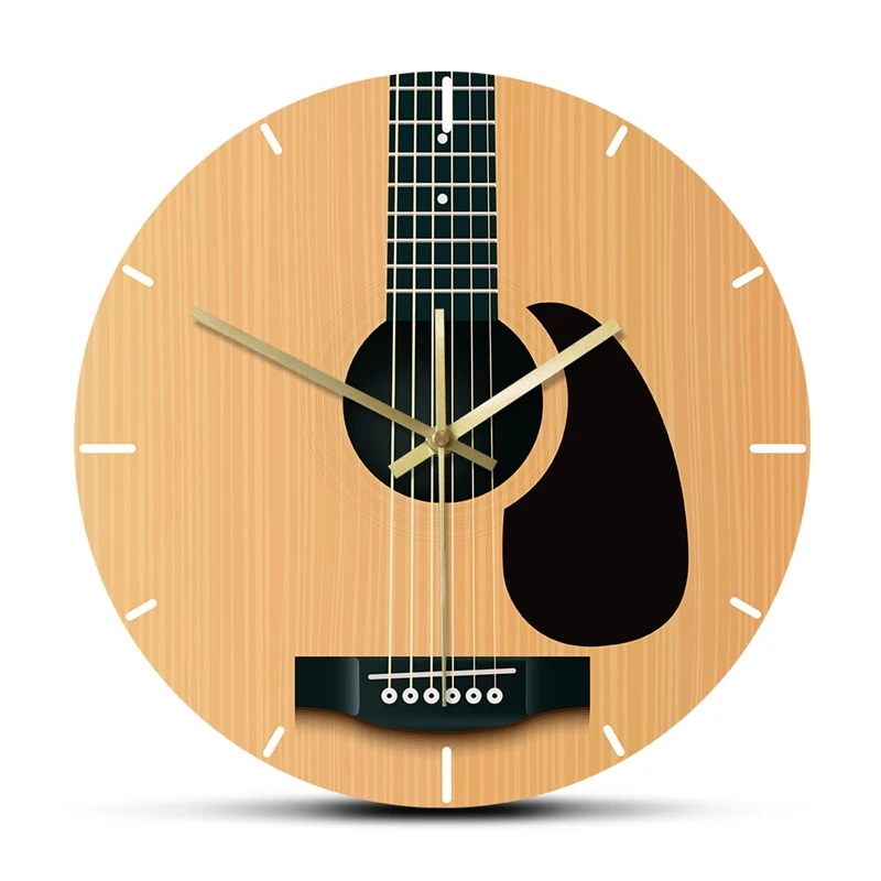 

Acoustic Guitar Decorative Wall Clock Music Instrument Minimalist Home Decor Silent Wall Watch Guitarist Gift