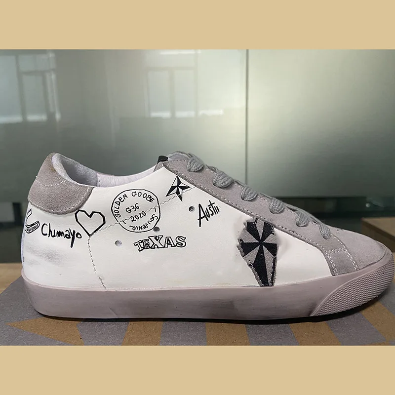 

Four Seasons New Fashion Hand-painted Letters Graffiti Retro Small Dirty Shoes Non-slip Parent-child Sports Casual Shoes ST10