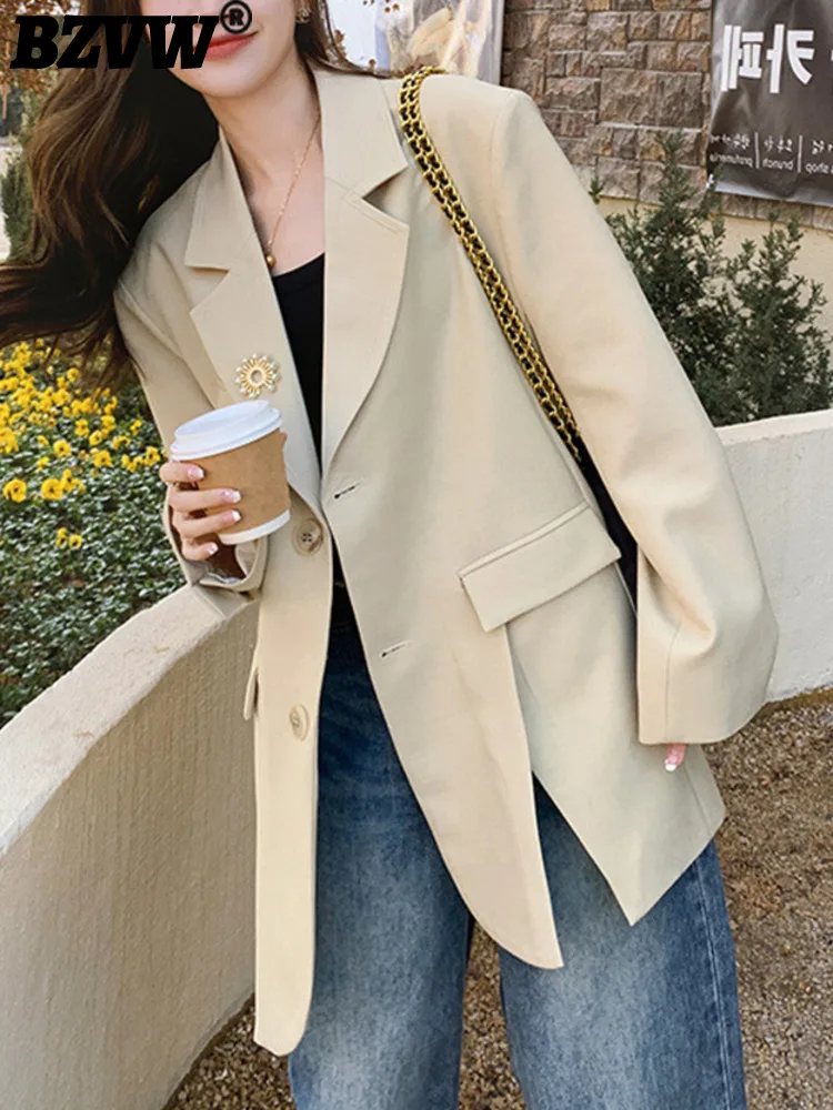 

Женский дизайнерский Блейзер BZVW с разрезом на подоле, СВОБОДНЫЙ Модный Универсальный темпераментный Повседневный нишевый костюм, пальто для женщин, новинка осень 2023, 25X01762