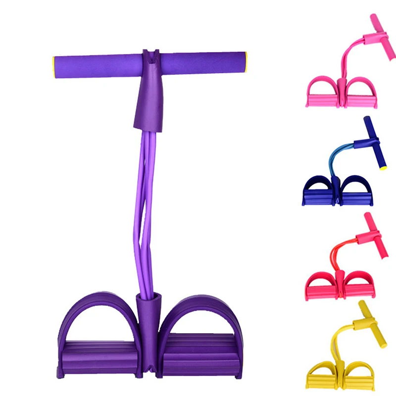 

4 Tube Fitness Resistance Bands Latex Pedal Exerciser Sit-up Pull Rope Expander