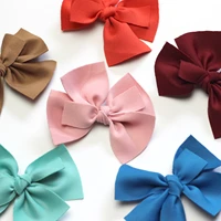 6pcslot solid fabric bow hairpin girls hair accessories children air layer candy colors hair clip kids large hairbow barrettes