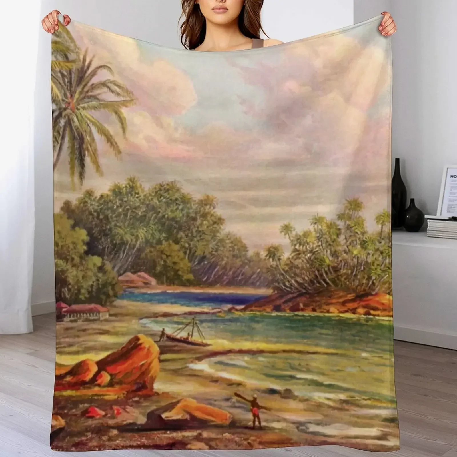 Cocos Island at Belligema (Gan-Duva) Цейлон -Ernst Haeckel Плед Модные диваны аниме для зимы Одеяла